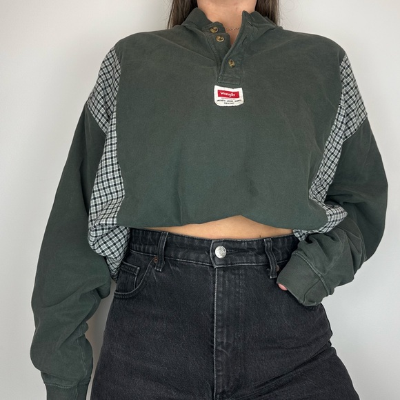 Carhartt Reworked Upcycled Western Country Lounge Cozy Green Flannel Shirt Top - Picture 3 of 3